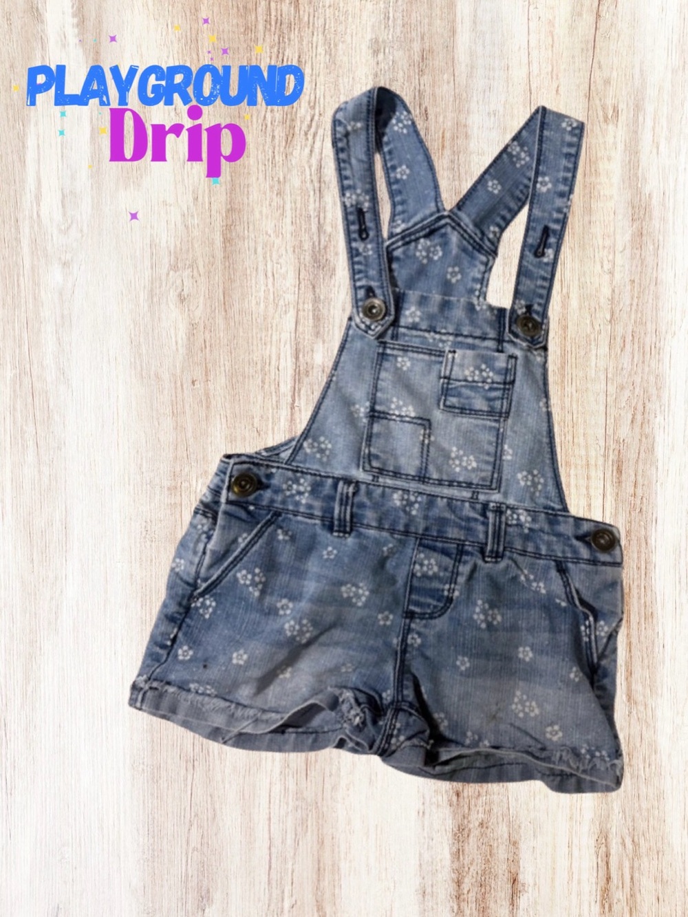 Kids Floral Denim Short Overalls!